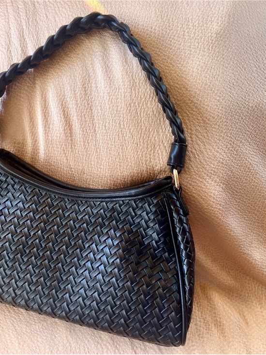 Moda luxe Handbags - Moda Luxe Black Woven Shoulder Bag with Braided Strap